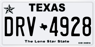 TX license plate DRV4928