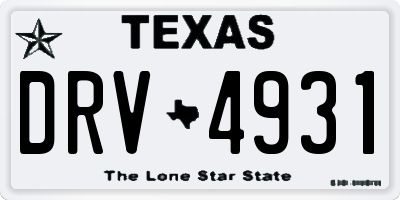 TX license plate DRV4931