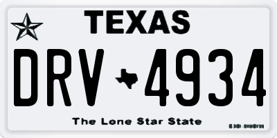 TX license plate DRV4934