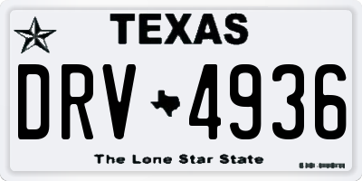 TX license plate DRV4936