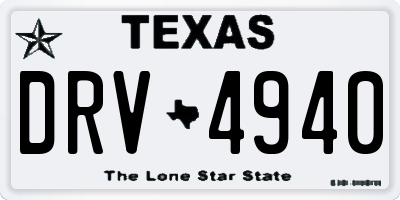 TX license plate DRV4940