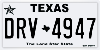 TX license plate DRV4947