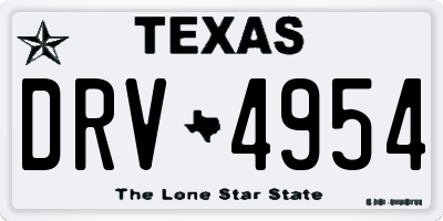 TX license plate DRV4954