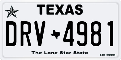 TX license plate DRV4981