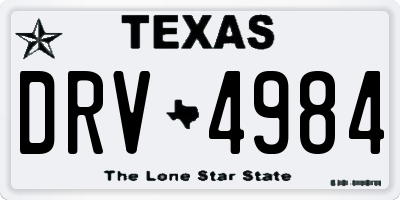 TX license plate DRV4984