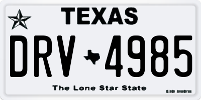 TX license plate DRV4985