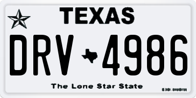 TX license plate DRV4986