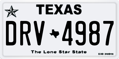 TX license plate DRV4987