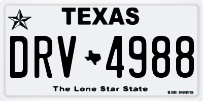 TX license plate DRV4988