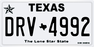 TX license plate DRV4992