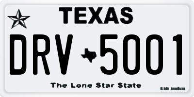 TX license plate DRV5001