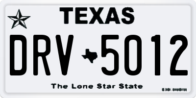 TX license plate DRV5012