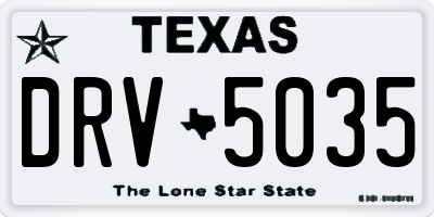 TX license plate DRV5035