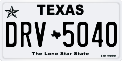 TX license plate DRV5040