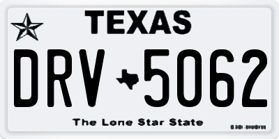 TX license plate DRV5062