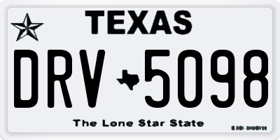 TX license plate DRV5098