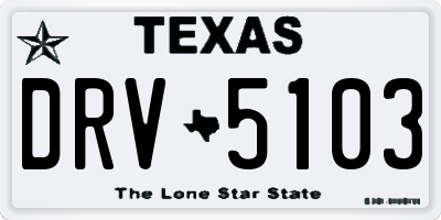 TX license plate DRV5103