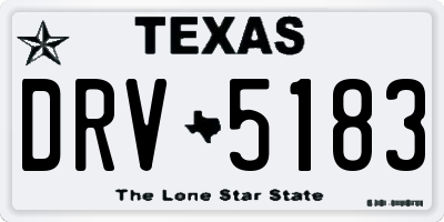 TX license plate DRV5183