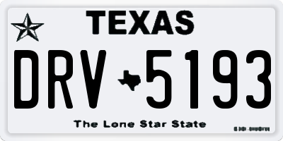 TX license plate DRV5193