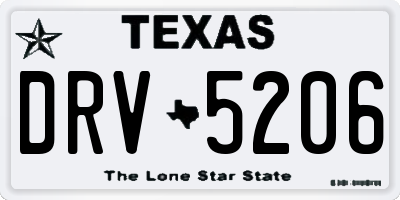 TX license plate DRV5206