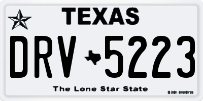 TX license plate DRV5223