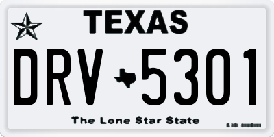 TX license plate DRV5301