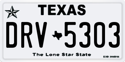 TX license plate DRV5303