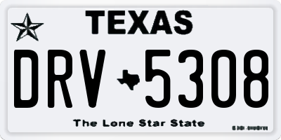 TX license plate DRV5308