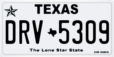 TX license plate DRV5309