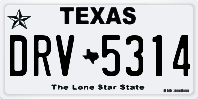 TX license plate DRV5314