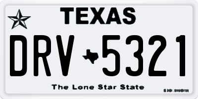 TX license plate DRV5321