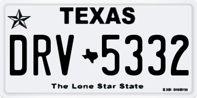 TX license plate DRV5332