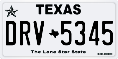 TX license plate DRV5345