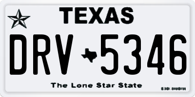 TX license plate DRV5346