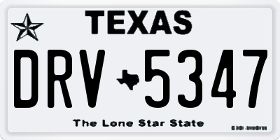 TX license plate DRV5347