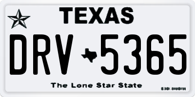 TX license plate DRV5365