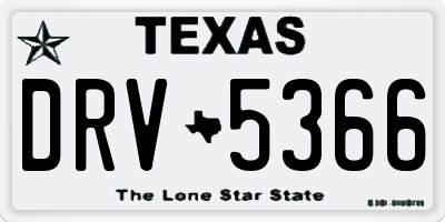 TX license plate DRV5366