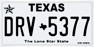 TX license plate DRV5377