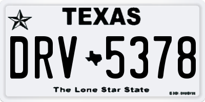 TX license plate DRV5378