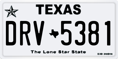 TX license plate DRV5381