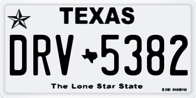 TX license plate DRV5382