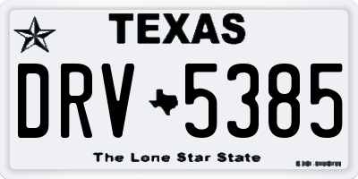 TX license plate DRV5385