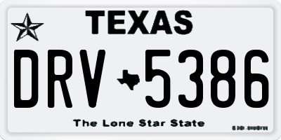 TX license plate DRV5386