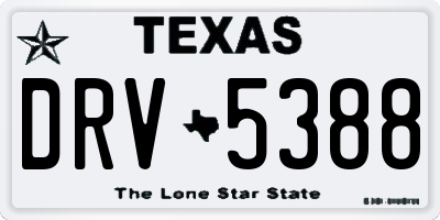 TX license plate DRV5388