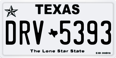 TX license plate DRV5393