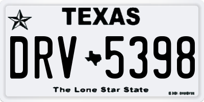 TX license plate DRV5398