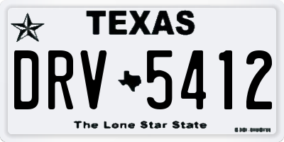 TX license plate DRV5412