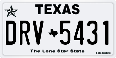 TX license plate DRV5431