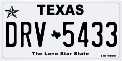 TX license plate DRV5433