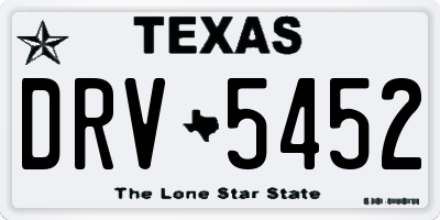 TX license plate DRV5452